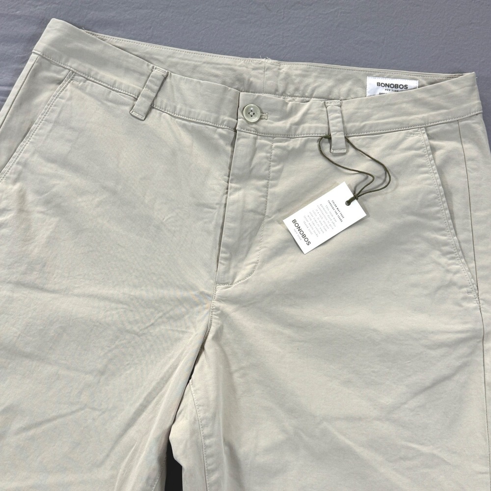 BONOBOS Slim Fit Organic Cotton Chino Pants Mens 33x32 Khaki Tan Stretch NWOT